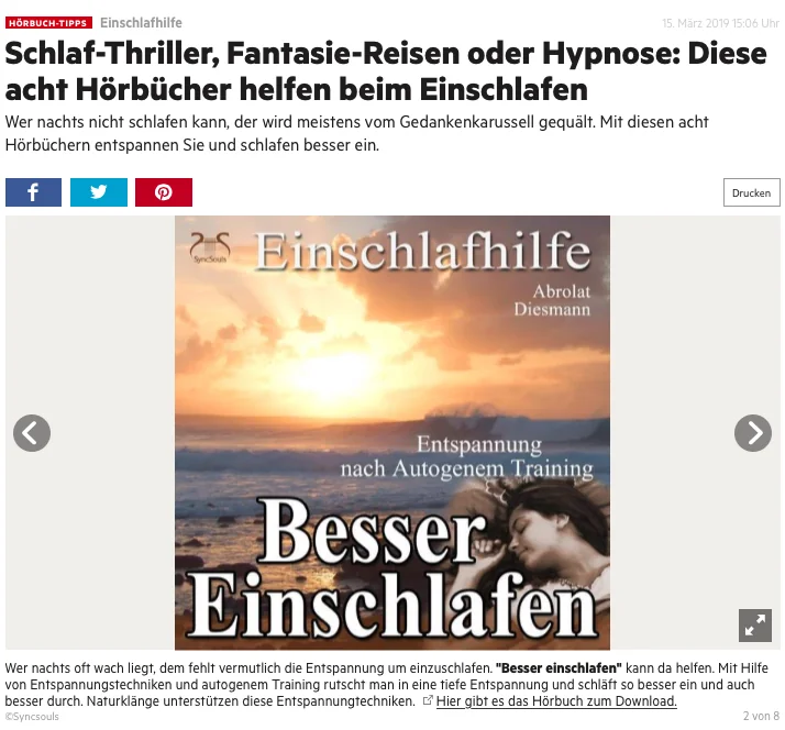 Stern Hörbuchtipps – SyncSouls Einschlafhilfen empfohlen