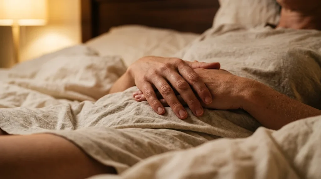 Schwereübung Autogenes Training Haende auf dem Bauch Entspannung