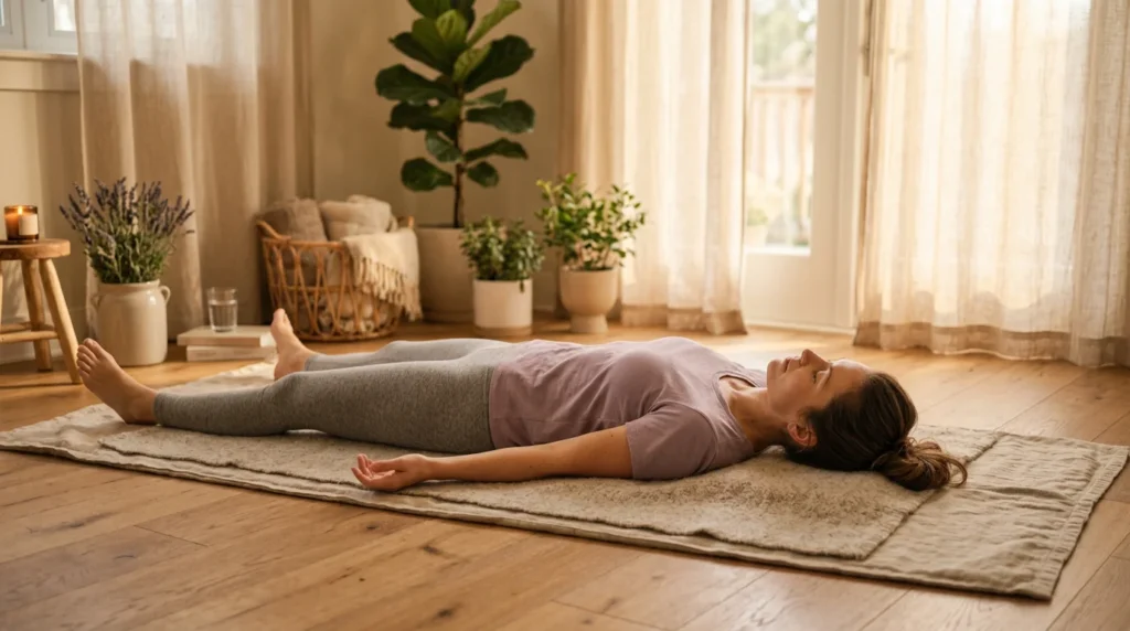 Body Scan Meditation - entspannte Person bei achtsamer Koerperreise