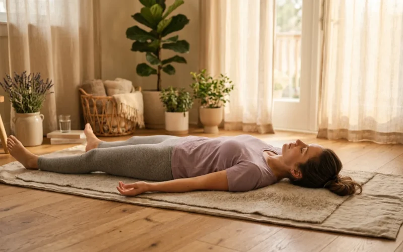 Body Scan Meditation - entspannte Person bei achtsamer Koerperreise