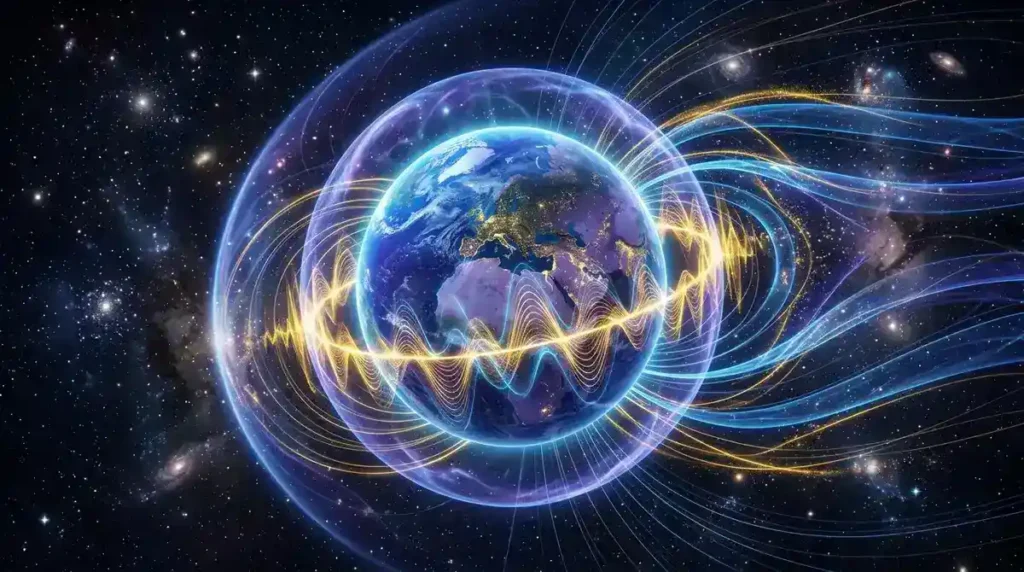 Schumann Frequenz Visualisierung elektromagnetische Wellen Erde Ionosphaere 7.83 Hz