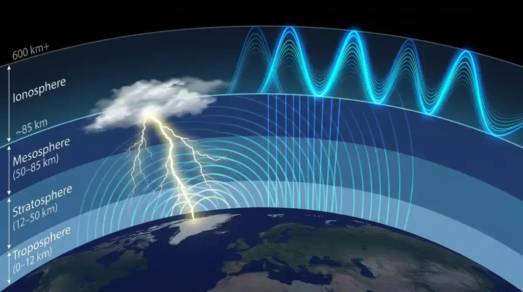 Schumann Frequenz elektromagnetische Wellen zwischen Erdoberflaeche und Ionosphaere