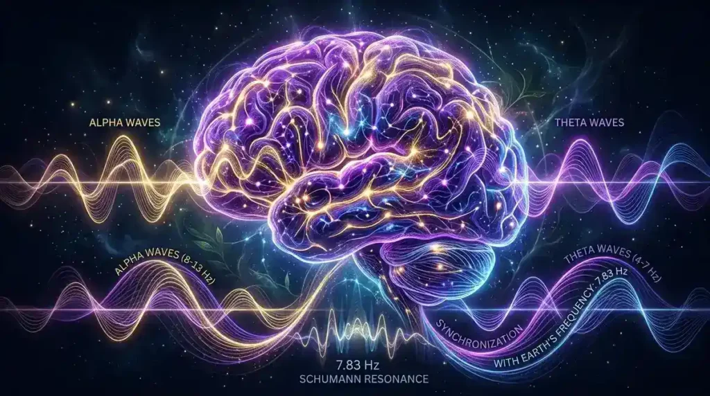 Gehirnwellen Alpha Theta Synchronisation mit der Schumann Resonanz 7.83 Hz
