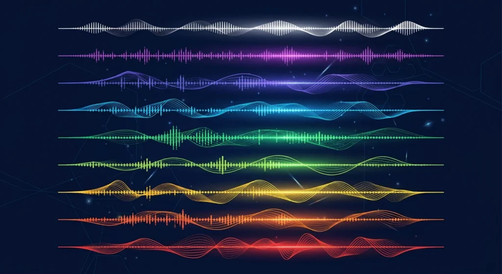 Die 9 Solfeggio Frequenzen Spektrum von 174 Hz bis 963 Hz Frequenzbalken